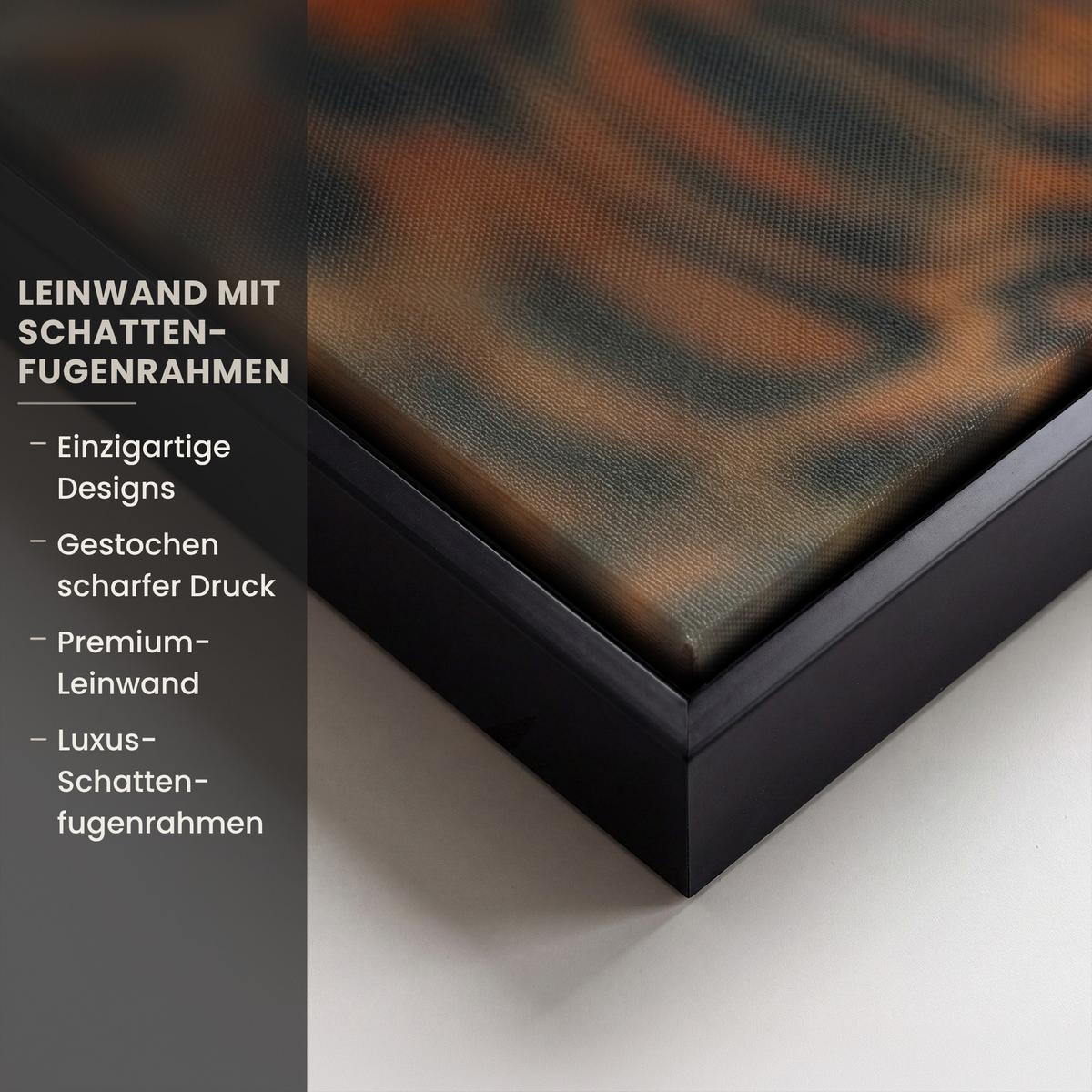 LEINWAND Bilder mit Rahmen - Natur - Leopard - Tier - Sonnenuntergang - Modern - 60x90 - Orange, Textil (60/90cm) - MuchoWow