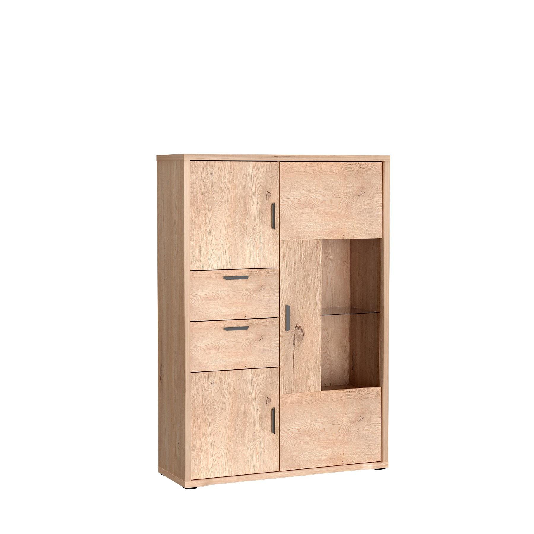 VITRINE BRESSO 168 / 116 cm in Eichefarben - Eichefarben, Holzwerkstoff (116/168/40.5cm) - MASSENO