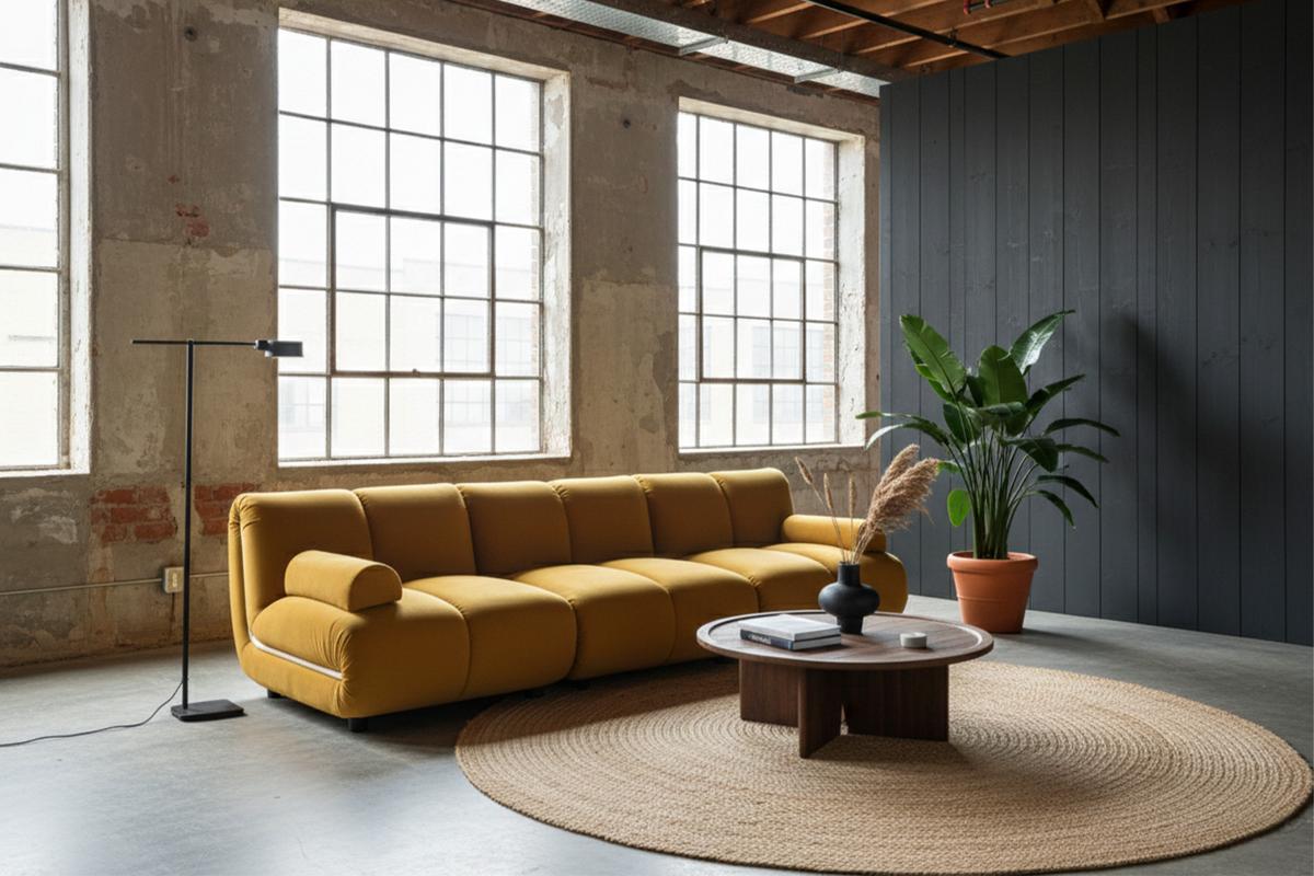 MODULSOFA LAYLA Gelb Velvet - Gelb/Schwarz, Buchenholz/Textil (274/74/99cm) - KAWOLA