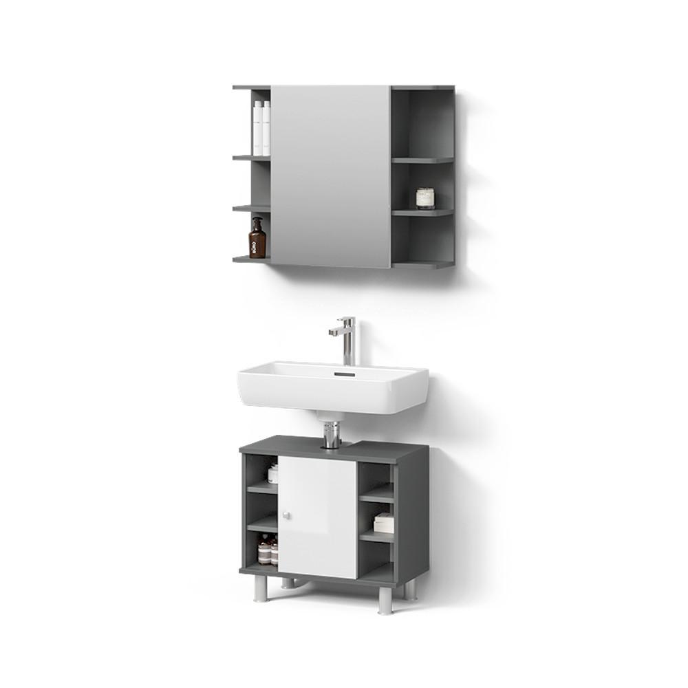 BADMÖBEL-SET Fucino Anthrazit 2 Teile - Anthrazit, Holzwerkstoff (80/64/21cm) - Livinity®