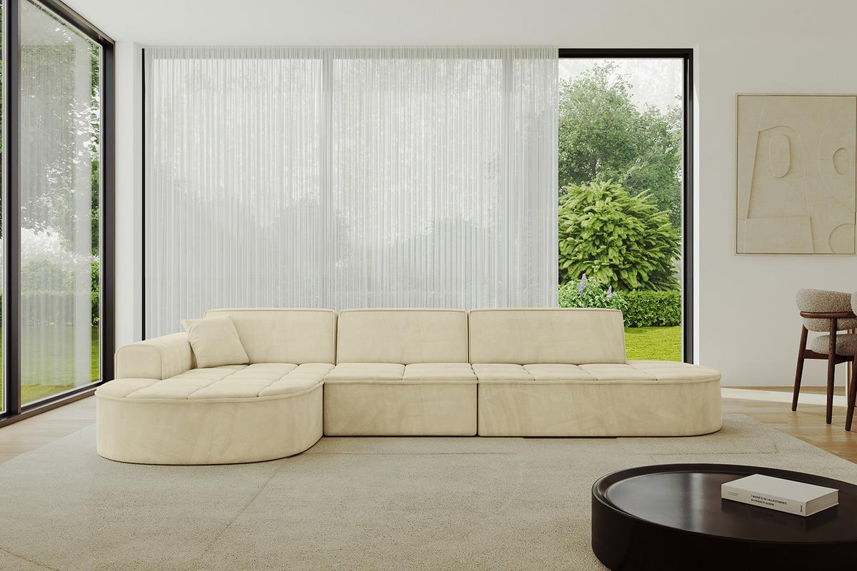 ECKSOFA Ottomane Links TARO-L2 - 328x171x79,5 cm Beige - Beige, Holzwerkstoff/Textil (328/171cm) - ALTDECOR