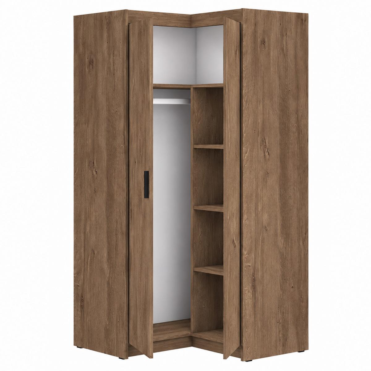 ECKSCHRANK Elena mit 2 Türen, 95x95 cm, Eiche Lefkas - Eichefarben, Holzwerkstoff (95/190.5/95cm) - Beautysofa