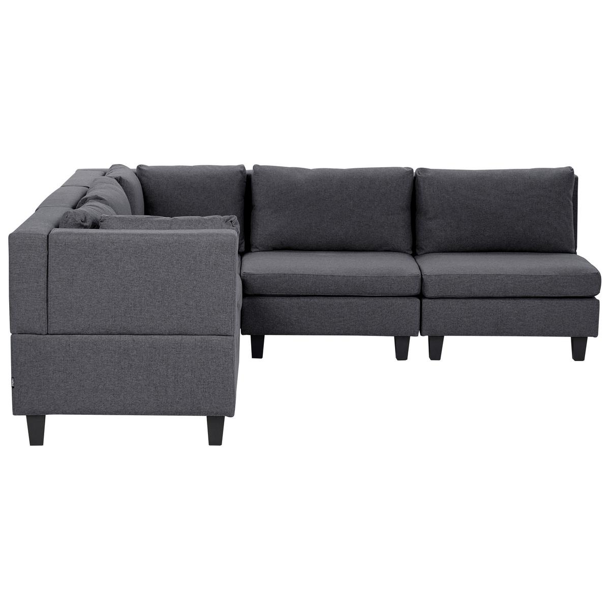 ECKFSOFA Modul 5-Sitzer rechtsseitig Dunkelgrau Stoff Unstad - Dunkelgrau/Grau, Textil (228/228cm) - Beliani