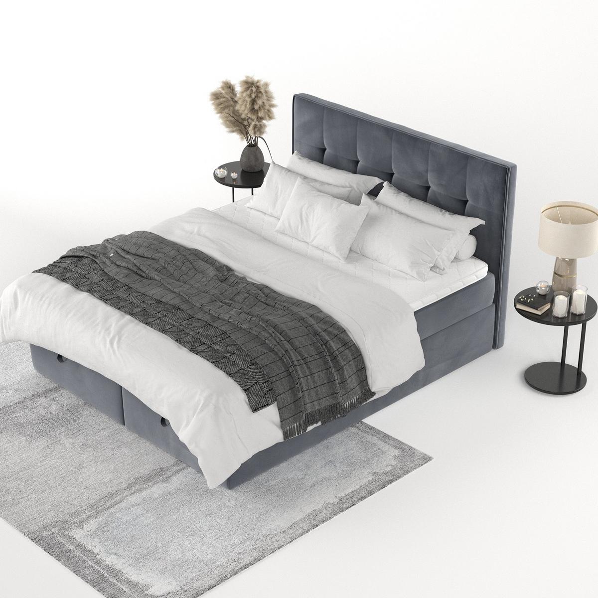BOXBETT Tivra 160/200 cm Dunkelgrau im Kronos Stoff - Dunkelgrau/Schwarz, Holz/Holzwerkstoff (160/200cm) - AltaBeds