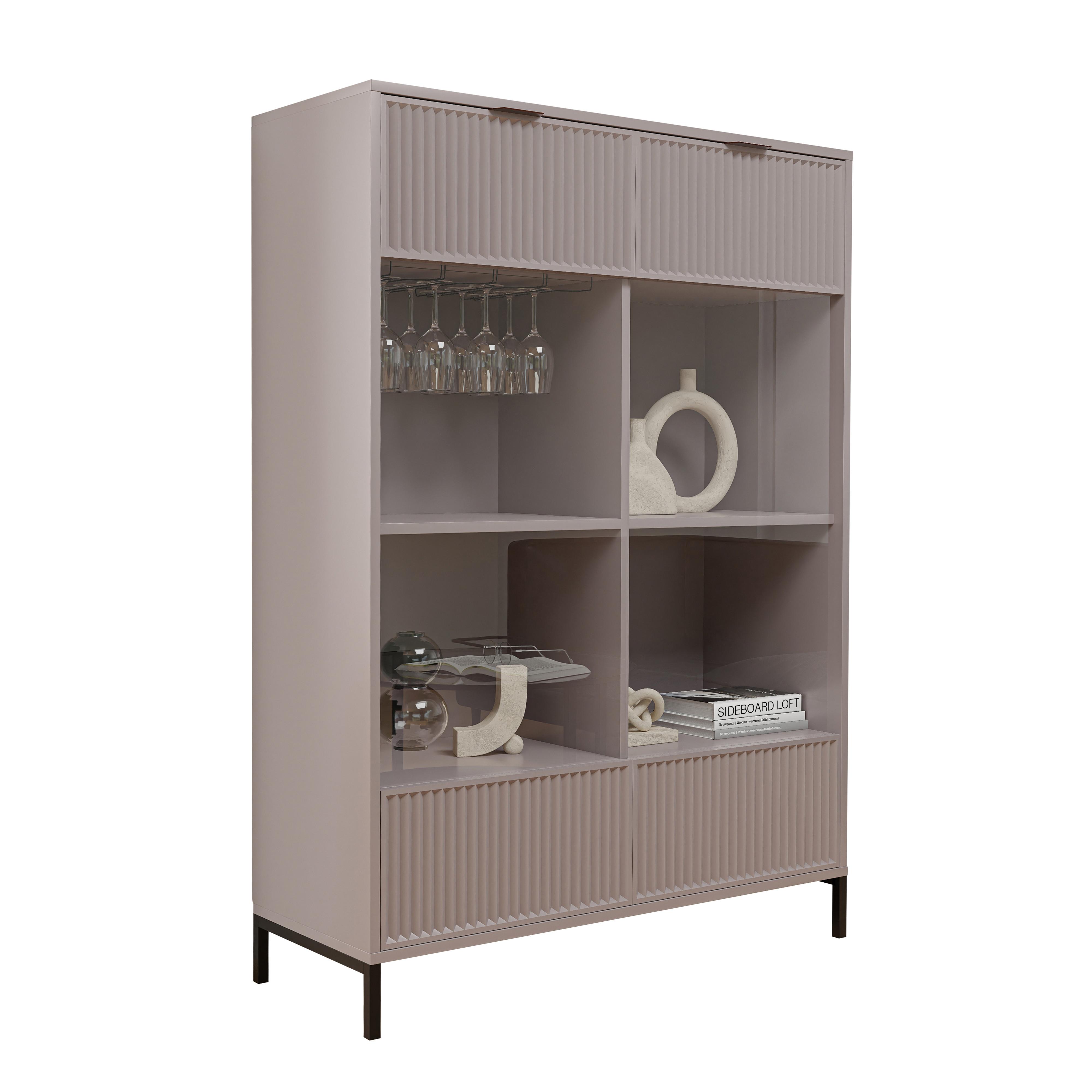 GLASVITRINE groß mit 2 Türen, Beige - Beige, Holzwerkstoff (105/150/41cm) - Idohome