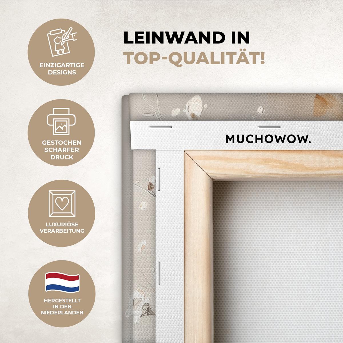 LEINWANDBILD 2er Set Blüte - Beige - Abstrakt - Blumen 160x120 cm - Hellbraun, Textil (160/120cm) - MuchoWow