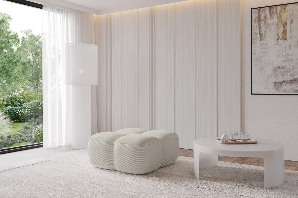 POUF Miko-Puf 90x90x45 cm Creme Cord Modular Sitzhocker - Schwarz/Mokka, Holzwerkstoff/Kunststoff (90/43/90cm) - ALTDECOR