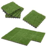KUNSTRASENFLIESEN-SET 11 TLG. Wiesloch - Grün, Kunststoff (30/30/2.2cm) - [en.casa]