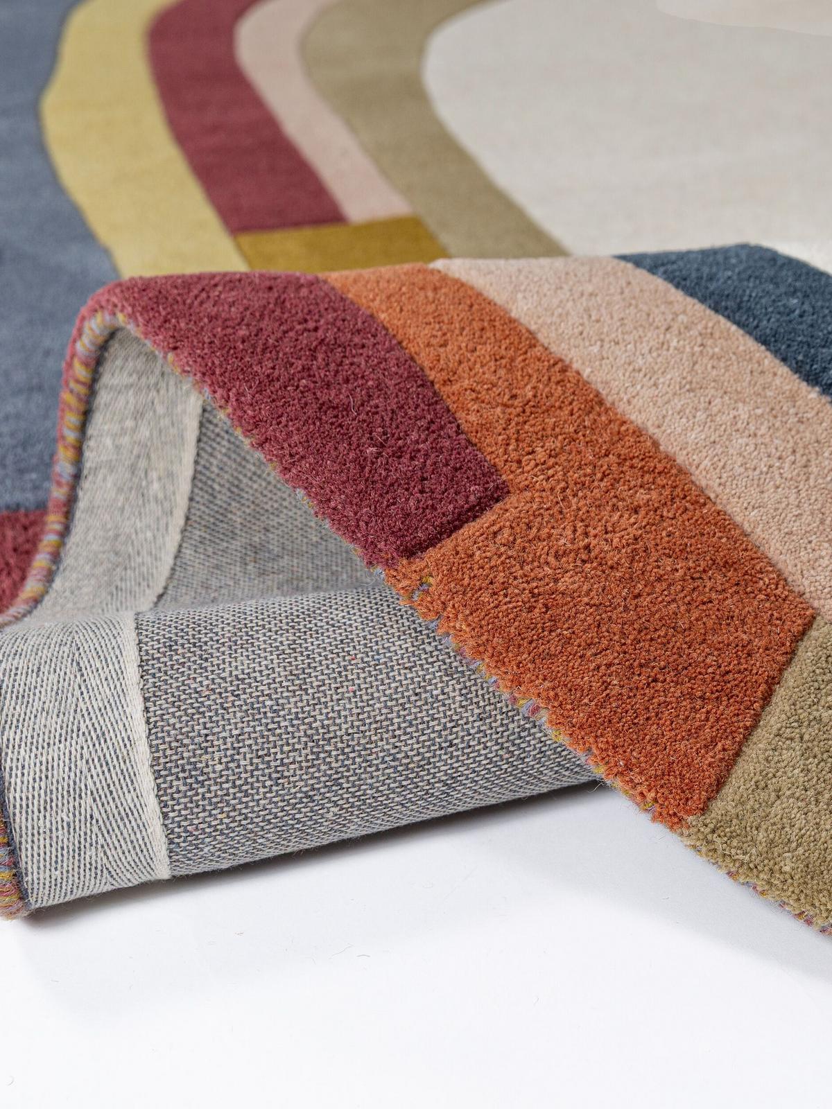 TEPPICH aus Wolle, handgetuftet, LUGAR, in Multi, Farbblock-Bordüre, 140 x 200 cm - Multicolor, Textil (140/200cm) - KADIMA DESIGN