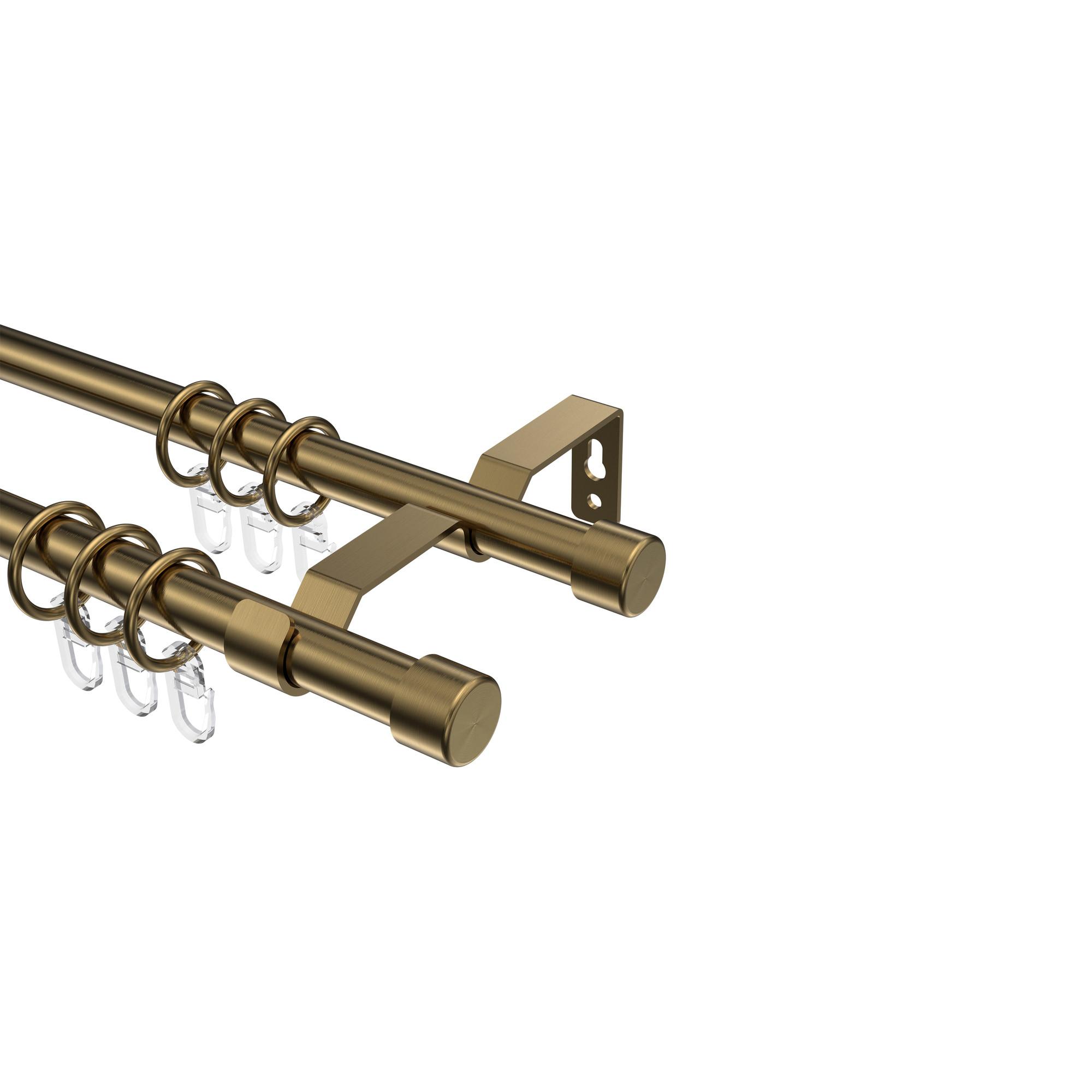 GARDINENSTANGE Olymp Lucan 280 cm (geteilt in 2 x 140 cm), 2-läufig, 16 mm Ø Messing Antik - Messingfarben/Bronzefarben, Metall (280cm) - INTERDECO