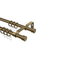 GARDINENSTANGE Olymp Lucan 100 cm, 2-läufig, 16 mm Ø Messing Antik - Messingfarben/Bronzefarben, Metall (100cm) - INTERDECO