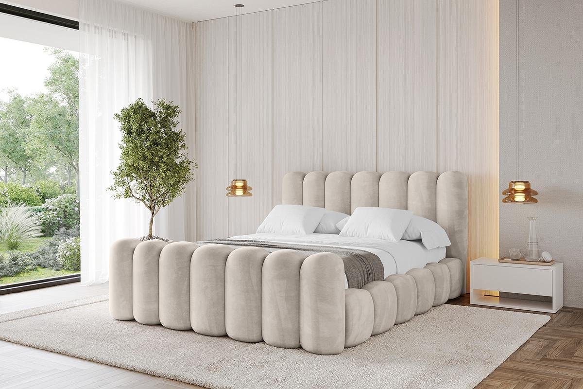 POLSTERBETT mit Bettkasten, Fußteil und Lattenrost, Boxbett ohne Matratze - SENA-Z 140x200 Beige - Beige, Holzwerkstoff/Textil (140/200cm) - ALTDECOR