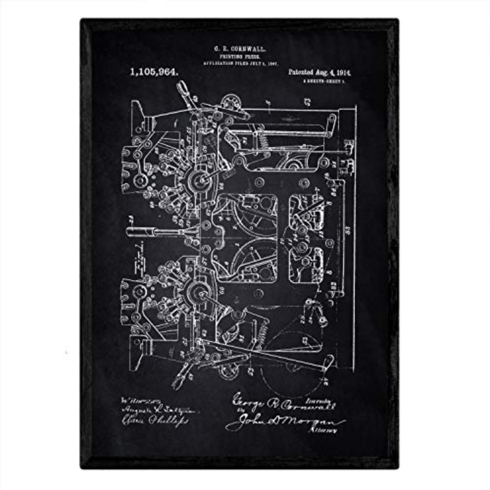 POSTER Druckmaschine Patent A3 Rahmenlos - Schwarz, Papier (29.7/5/42cm) - Nacnic
