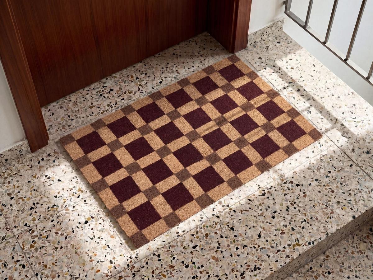 FUSSMATTE Beige/Braun 60/90 cm Kokosfasern Villasis - Beige, Textil (60/90cm) - Beliani