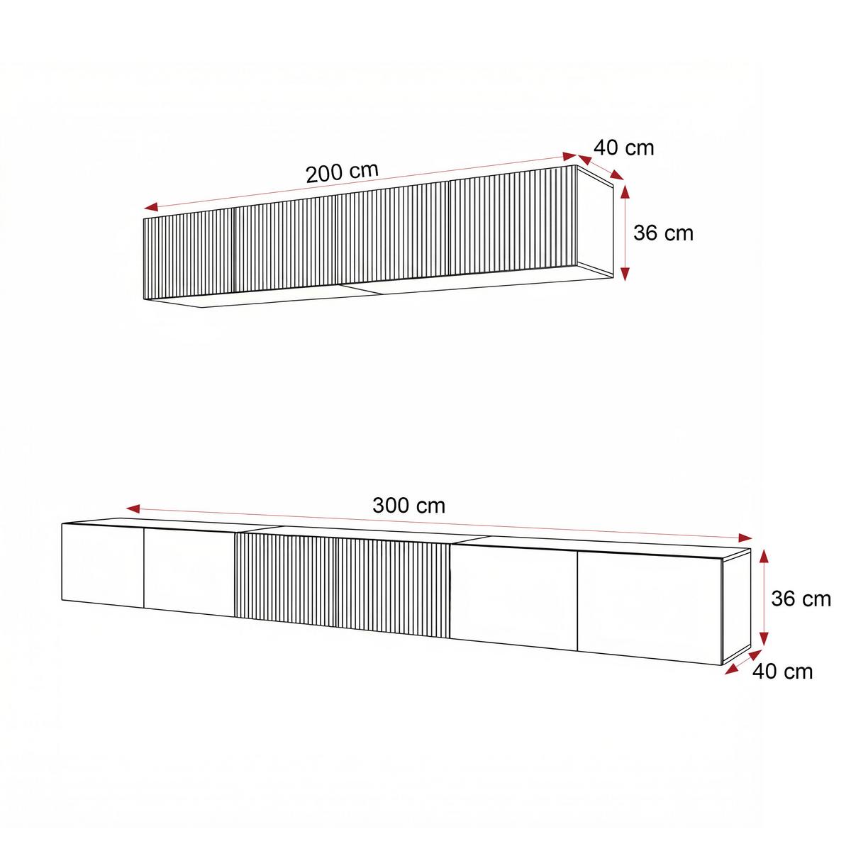TV-LOWBOARD ANGEL VIII mit LED-Beleuchtung, 300 cm Kaschmir - Kaschmir, Holzwerkstoff (300/72/40cm) - Idohome