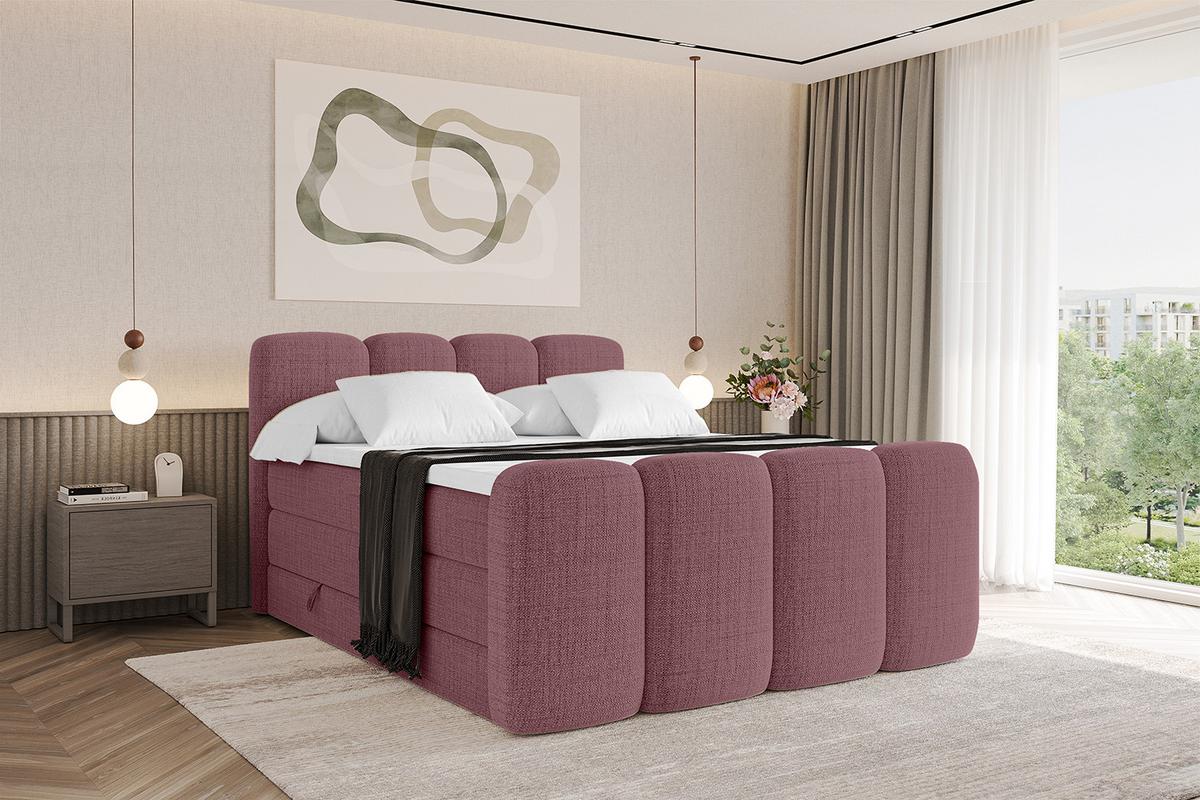 BOXBETT mit Matratze H3|H4 und Lattenrost - NINA-Z KING - 120x200 cm Aragon - Altrosa - Pink, Holzwerkstoff (120/200cm)
