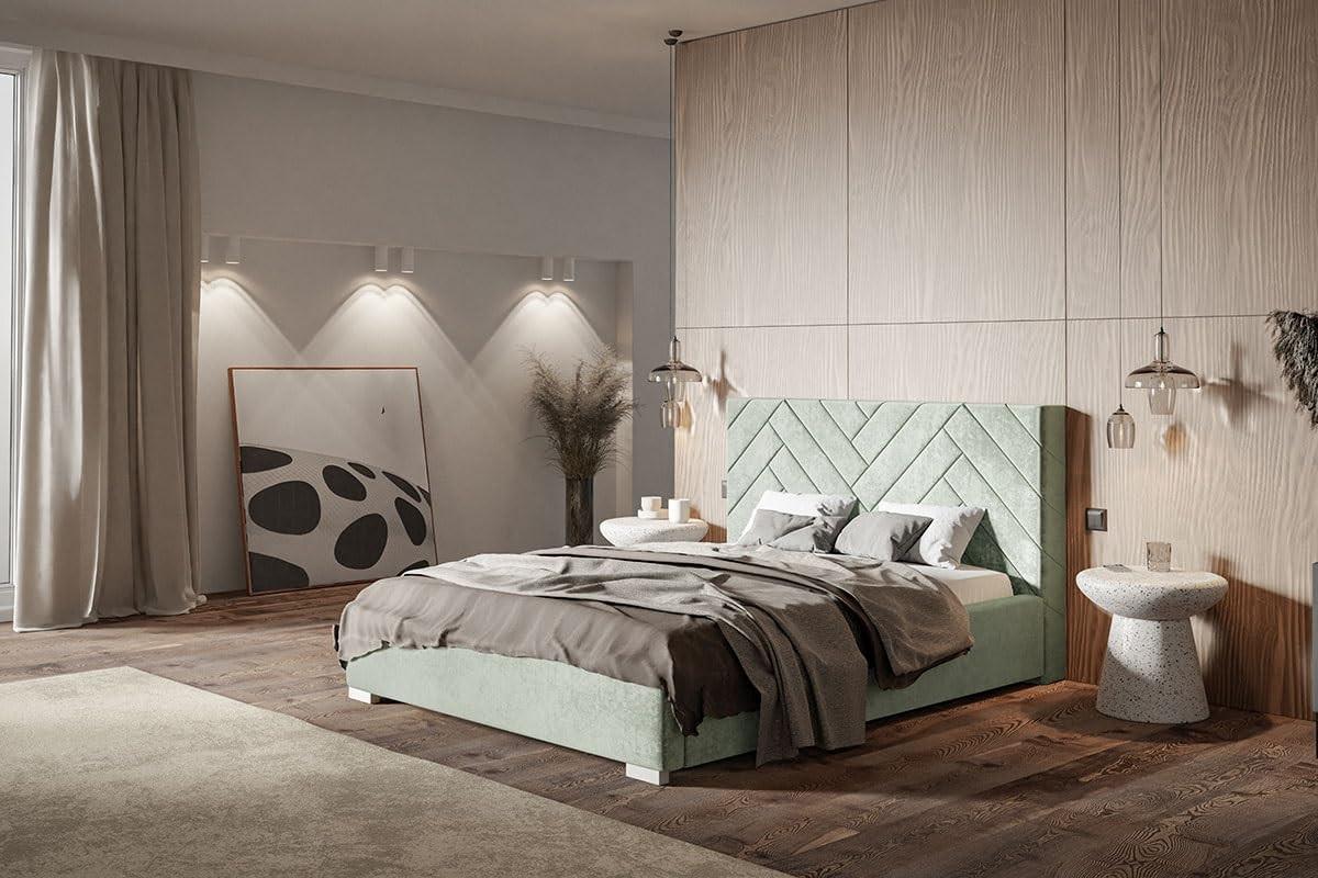 POLSTERBETT Sevilla mit Kopfteil, 180x200 cm, Doppelbett mit Bettkasten und Lattenrost aus Holz, Velourstoff Grau - Grau, Holz/Textil (180/200cm) - Alpi-Möbel
