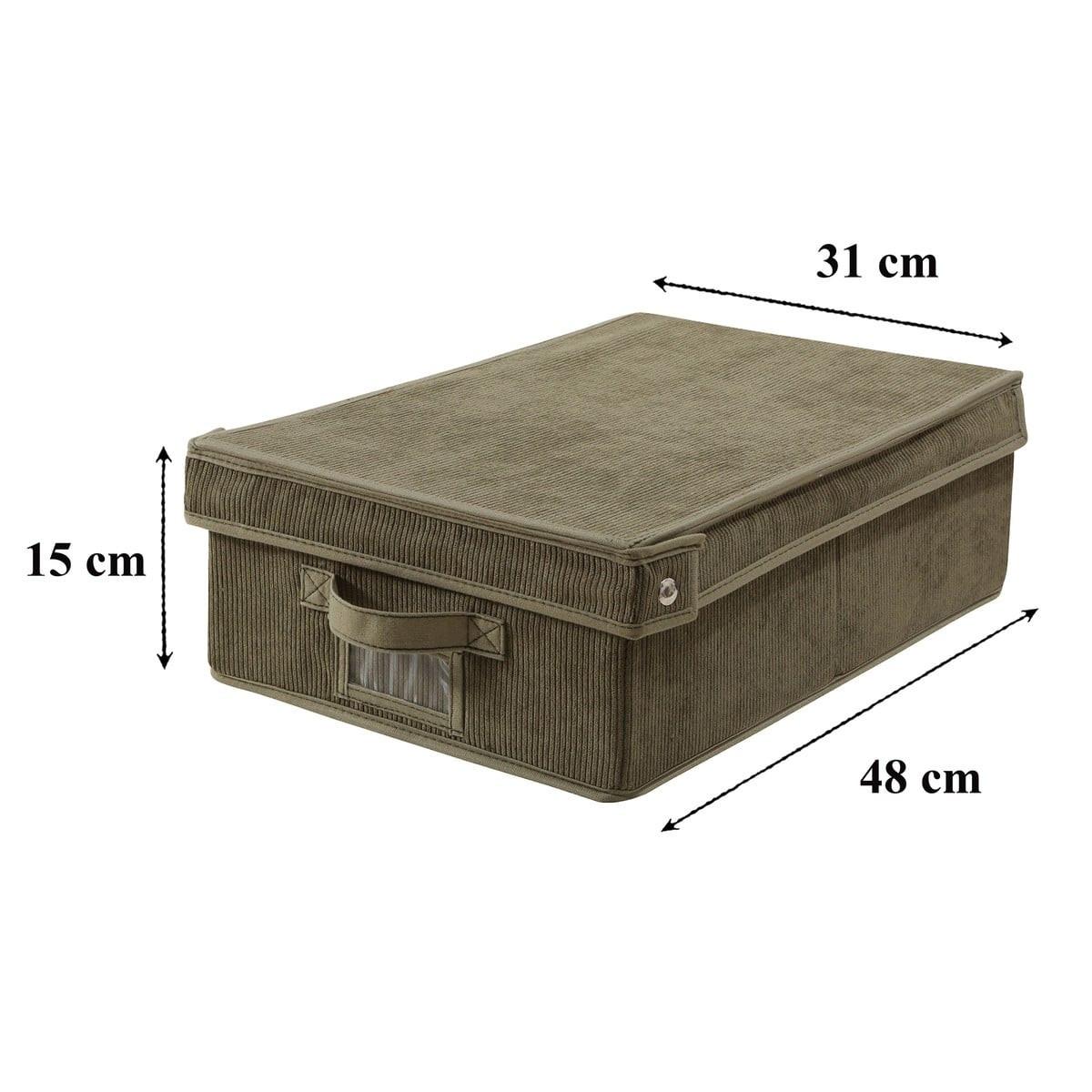 AUFBEWAHRUNGSBOX mit deckel aus kordstoff in khaki - 31,5/48/15 cm - Grün, Textil (33.5/48/15cm) - Calicosy