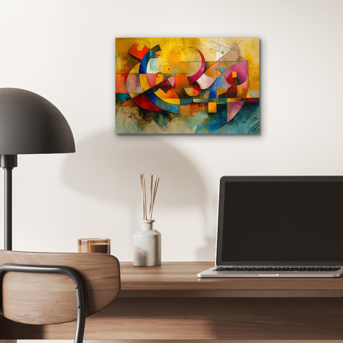METALLBILD Kunst - Abstrakt - Modern 30x20 cm - Gelb, Metall (30/20cm) - MuchoWow