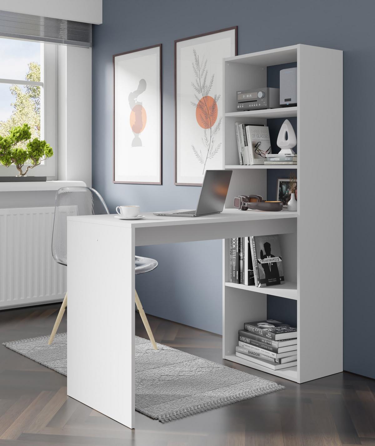 SCHREIBTISCH Weiß 50/150/120 - Weiß, Holzwerkstoff (90/50/150cm) - RAUMHIRSCH FURNITURE