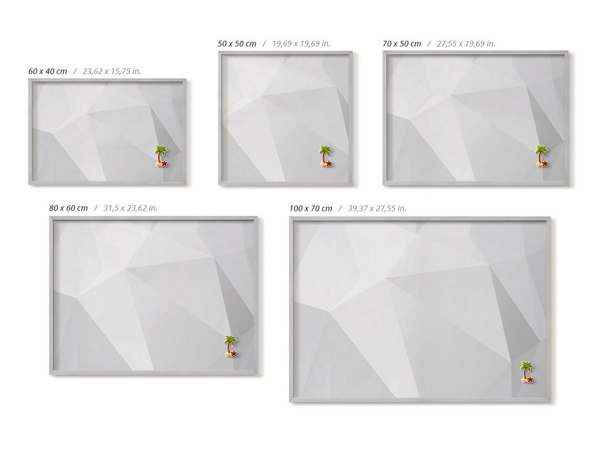 MAGNETTAFEL 70x50 cm Silberner Rahmen 3D Geometrischer Hintergrund - Eschefarben, Metall (70/50/0.4cm) - TULUP