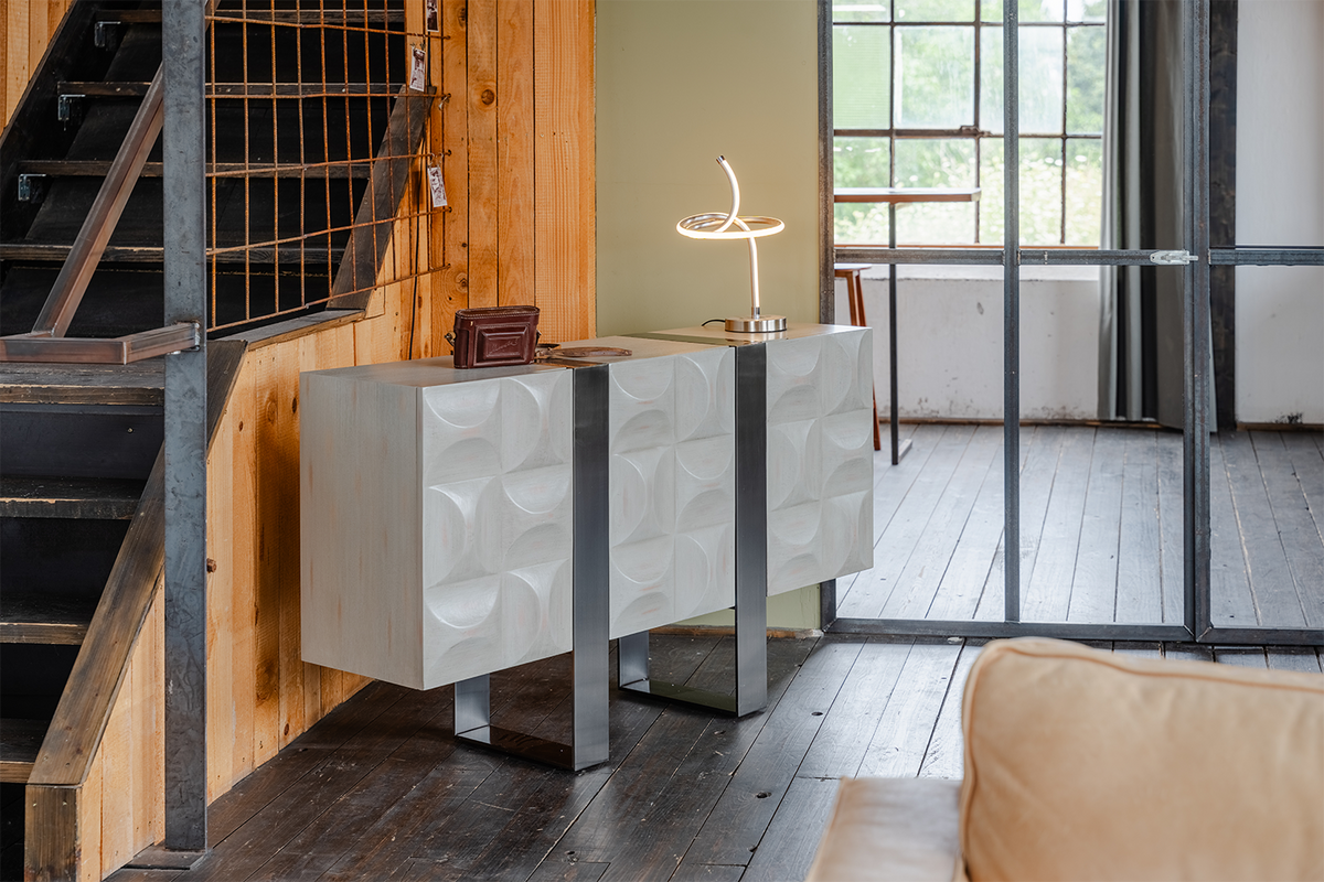 SIDEBOARD MARGO Grau Holz, Metall - Grau, Holzwerkstoff/Metall (140/85/40cm) - KAWOLA