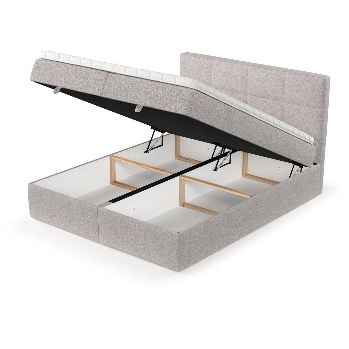 BOXBETT Velto 200/200 cm Beige im Riva Stoff - Beige/Schwarz, Holz/Holzwerkstoff (200/200cm) - AltaBeds
