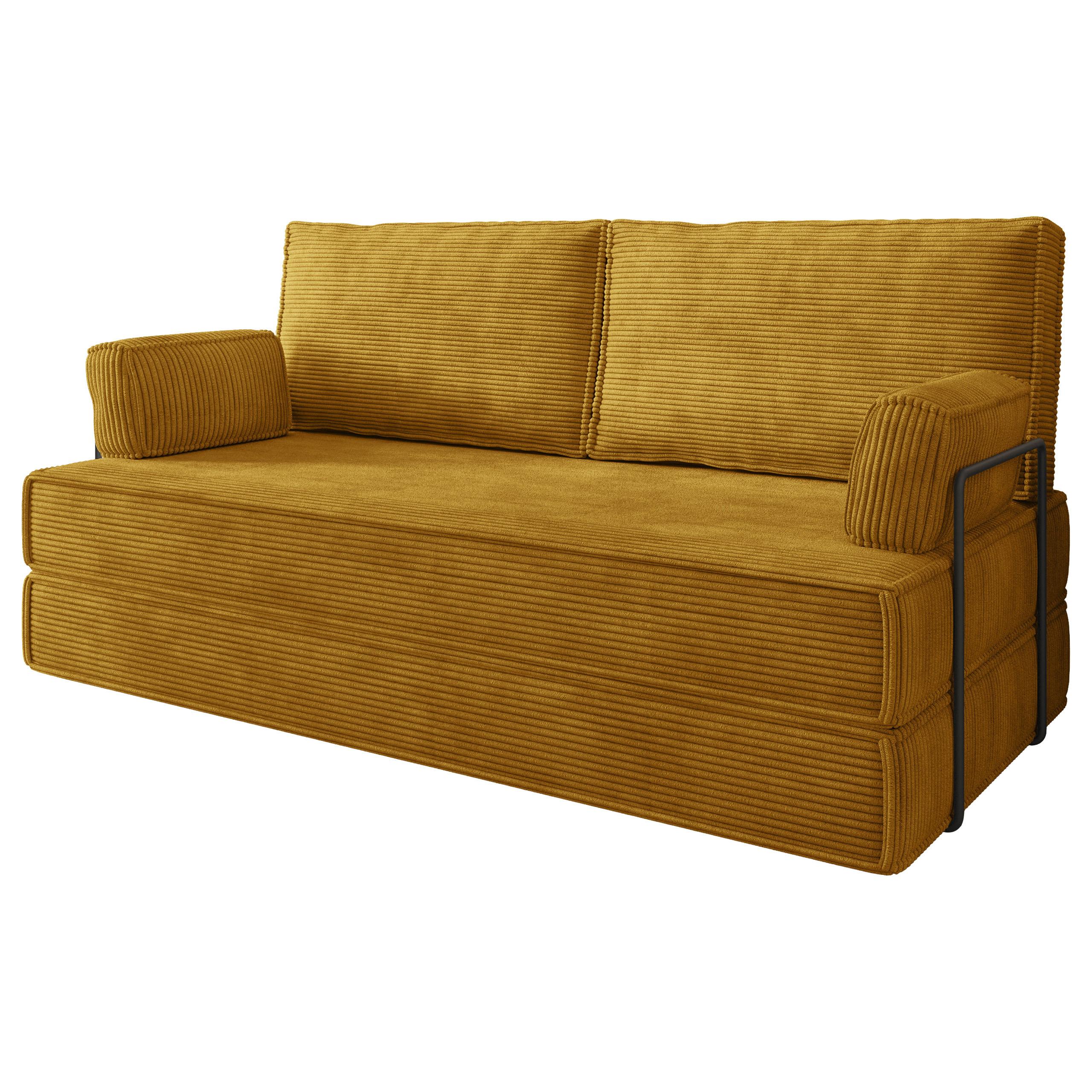BETTSOFA SILAR aus Schaumstoff Kordstoff Gelb Schlaffunktion - Gelb, Textil (170/86/80cm) - MASSENO