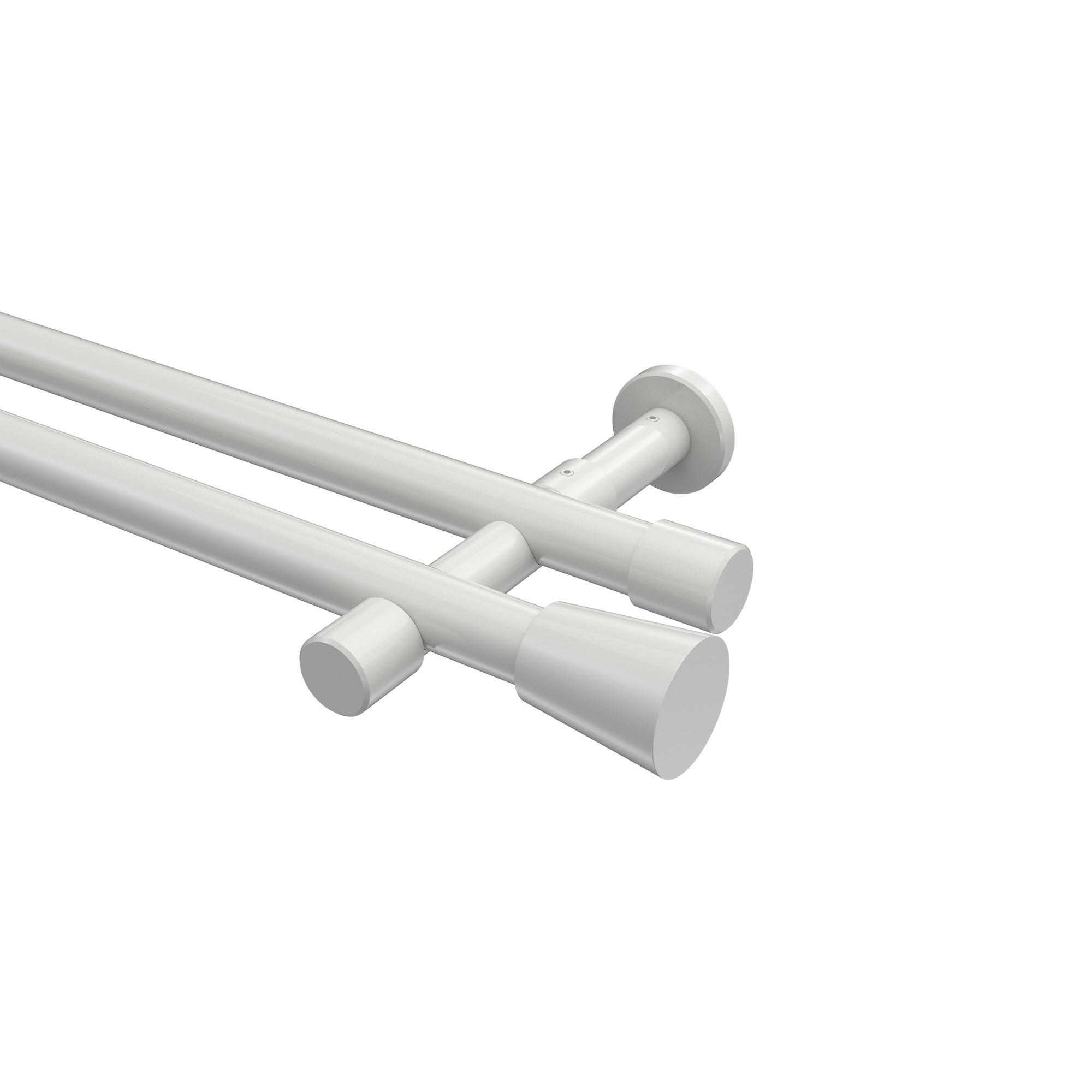 GARDINENSTANGE Prestige Sitra 280 cm (geteilt in 2 x 140 cm), 2-läufig (ohne Ringe), 20 mm Ø Weiß - Weiß, Metall (280cm) - INTERDECO