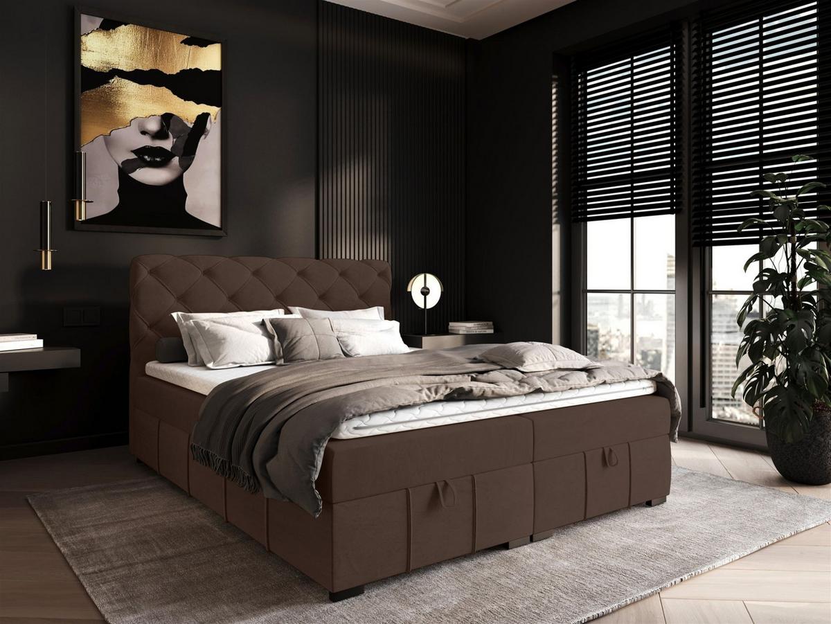 BOXBETT Gisel - Dunkelbraun, Holzwerkstoff/Textil (120/200cm) - Fun Möbel