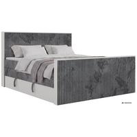 BOXSPRINGBETT TRAVIT KING DUO 140/200 - Grau Cord - Topper T25 - H4 - Schwarz/Grau, Kunststoff/Textil (140/200cm) - MKS