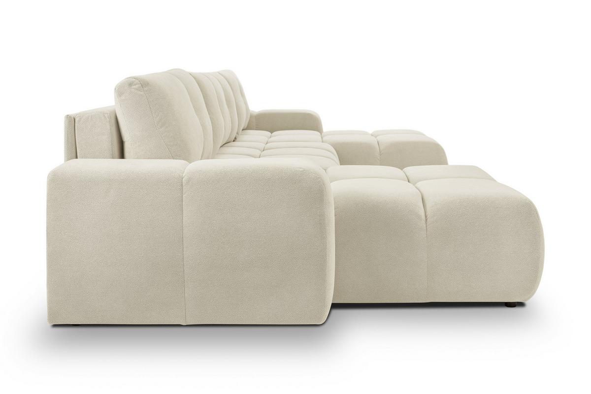 WOHNLANDSCHAFT DUCA U Beige Jersey mit Schlaffunktion - Beige, Holz (359/88/177cm) - MASSENO
