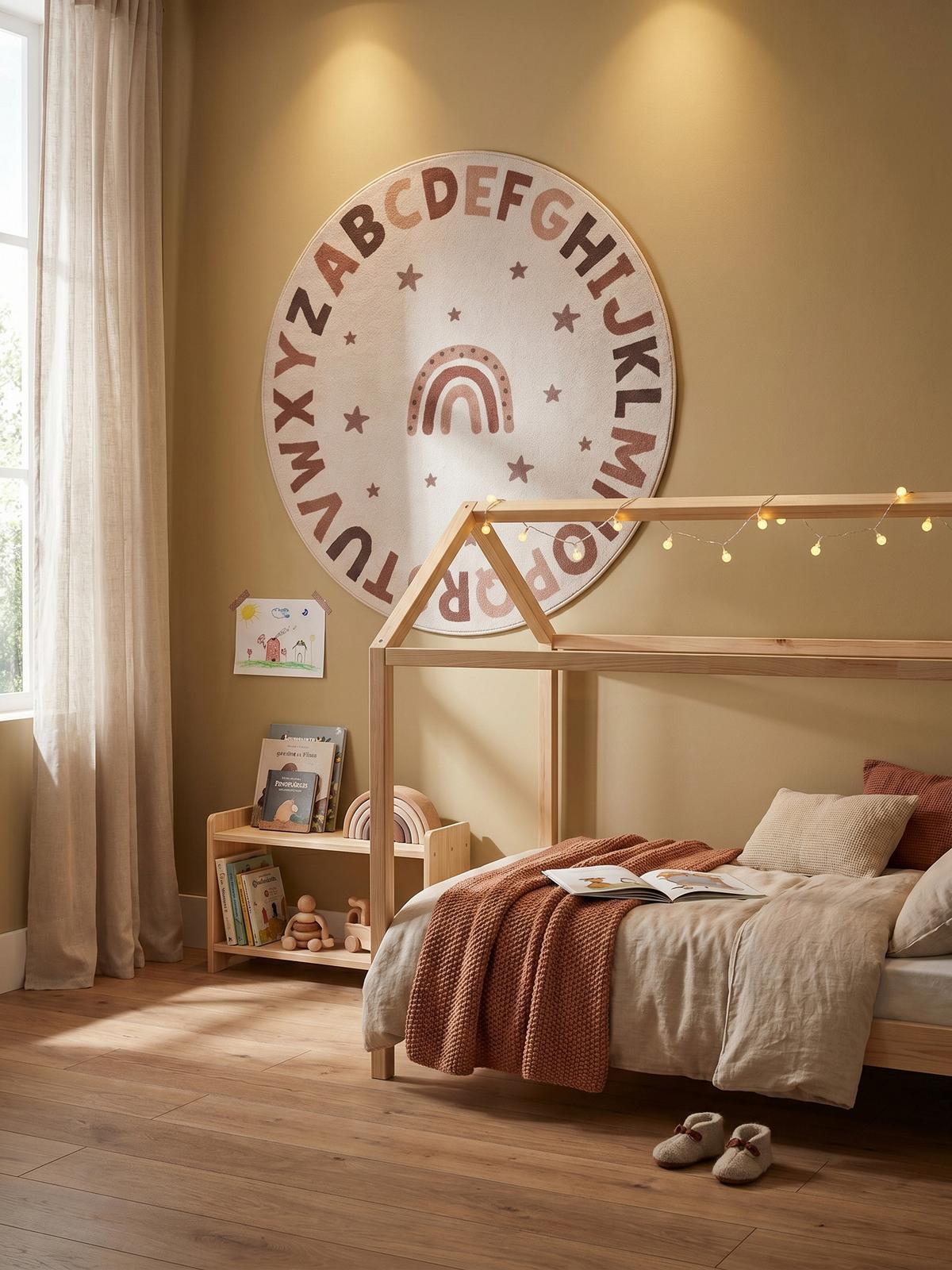 SPIELTEPPICH Waschbar TINO in Creme, mit Alphabet-Motiv, Ø 160 cm - Beige, Textil (160/160cm) - KADIMA DESIGN