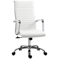 BÜROSTUHL Drehstuhl Chefsessel höhenverstellbar Kunstleder Schaumstoff Weiß - Weiß, Leder (62/114/54cm) - Vinsetto