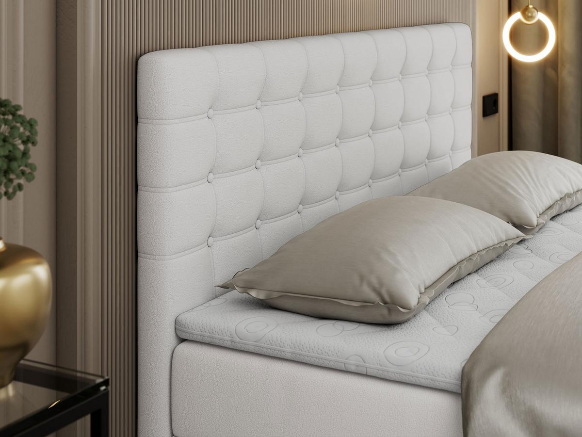 BOXBETT SUSAN 200/200 Weiß Kunstleder - H4 - Weiß, Holz/Textil (200/200cm) - MKS