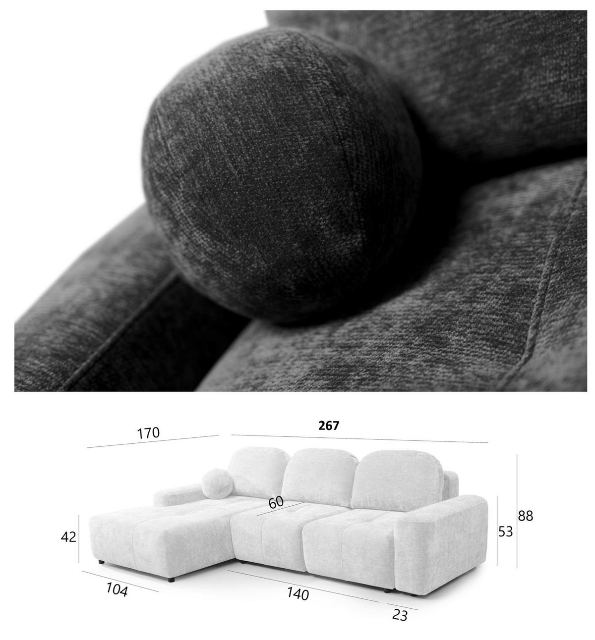 ECKSOFA Argos In Vibe - Schwarz, Holzwerkstoff/Textil (170/267cm) - Fun Möbel