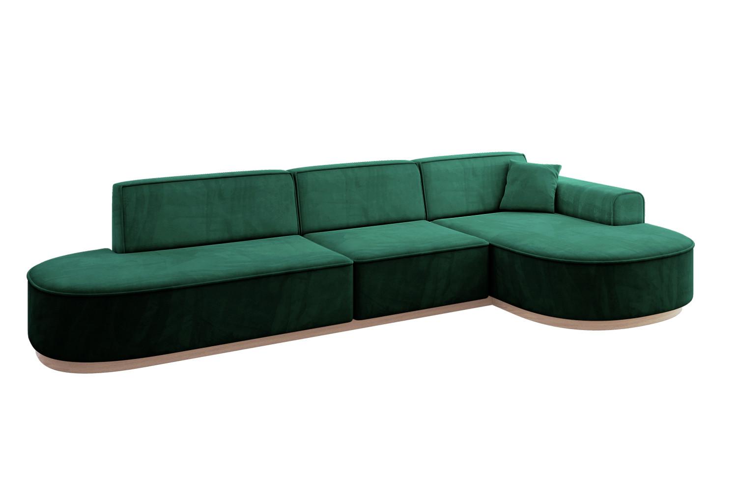 ECKSOFA Ottomane Rechts MARI-L2-v1 - 328x171x83 cm Grün Velours - Grün, Holzwerkstoff/Textil (171/328cm) - ALTDECOR