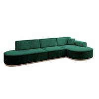 ECKSOFA Ottomane Rechts MARI-L2-v1 - 328x171x83 cm Grün Velours - Grün, Holzwerkstoff/Textil (171/328cm) - ALTDECOR