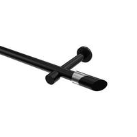 GARDINENSTANGE Prestige Verano 360 cm (geteilt in 2 x 180 cm), 1-läufig (ohne Ringe), 20 mm Ø Schwarz - Chromfarben/Schwarz, Metall (360cm) - INTERDECO