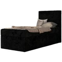 JUGENDBETT TILIO 90/200 - Schwarz - H3 - Rechts Seite - Schwarz, Textil (200/90cm) - MKS