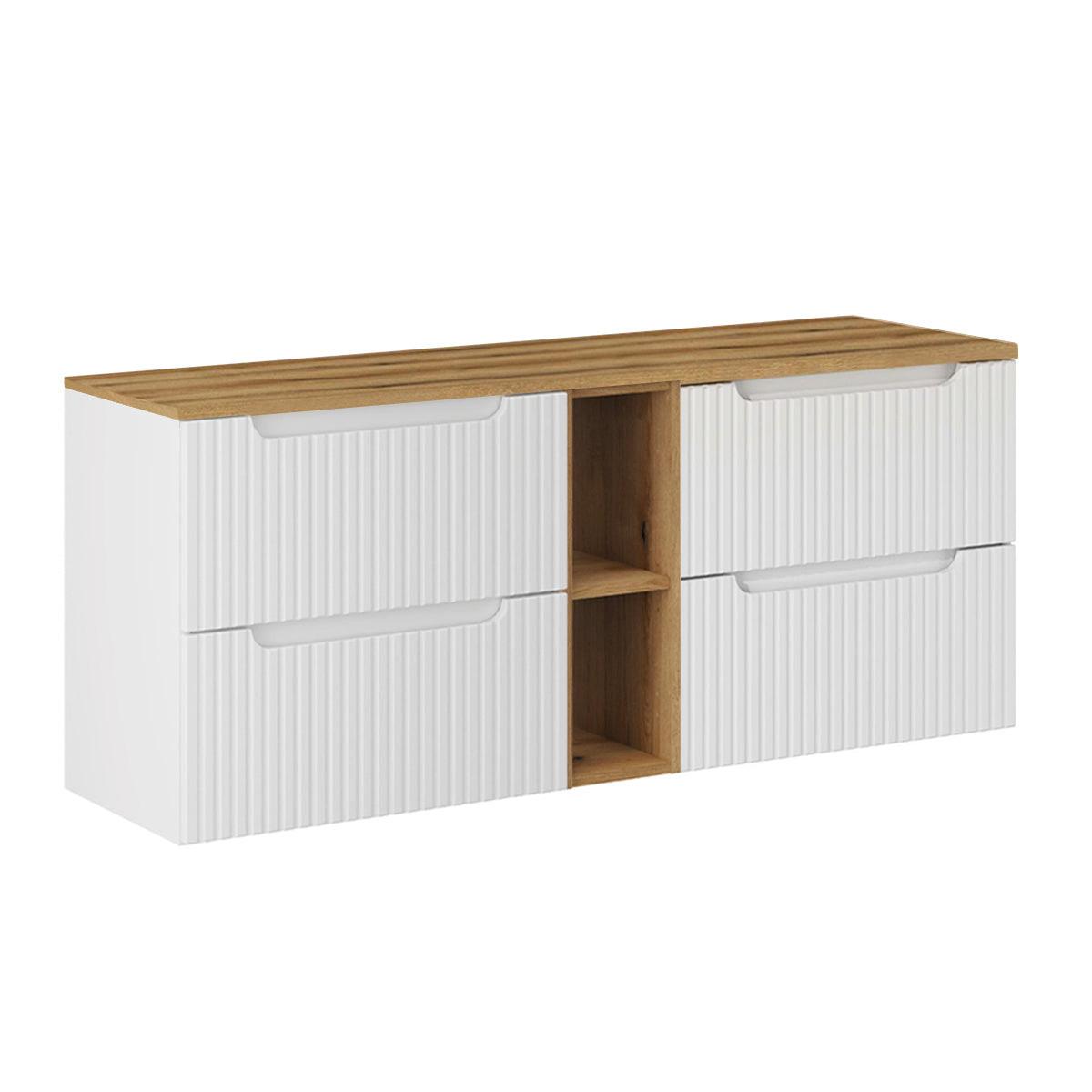 WASCHTISCHUNTERSCHRANK 140.4cm Riva Weiß und Holz - Weiß, Holzwerkstoff (140.4/59/40cm) - Petits-meubles