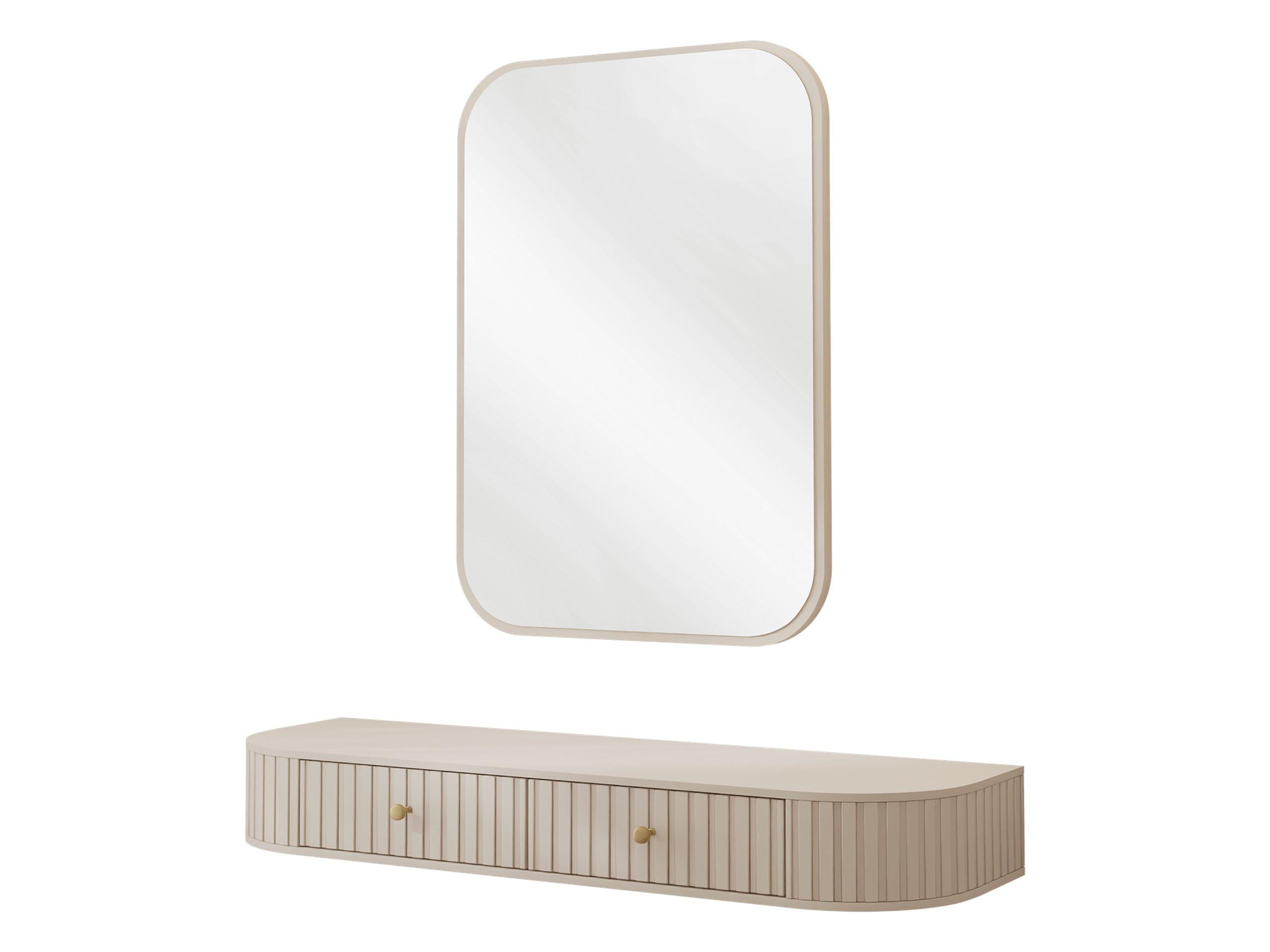 SCHMINKTISCH Sepiroz 2S + Spiegel - Sandfarben/Goldfarben, Holzwerkstoff/Metall (123/18/36cm) - MIRJAN24