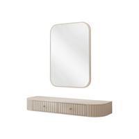 SCHMINKTISCH Sepiroz 2S + Spiegel - Sandfarben/Goldfarben, Holzwerkstoff/Metall (123/18/36cm) - MIRJAN24