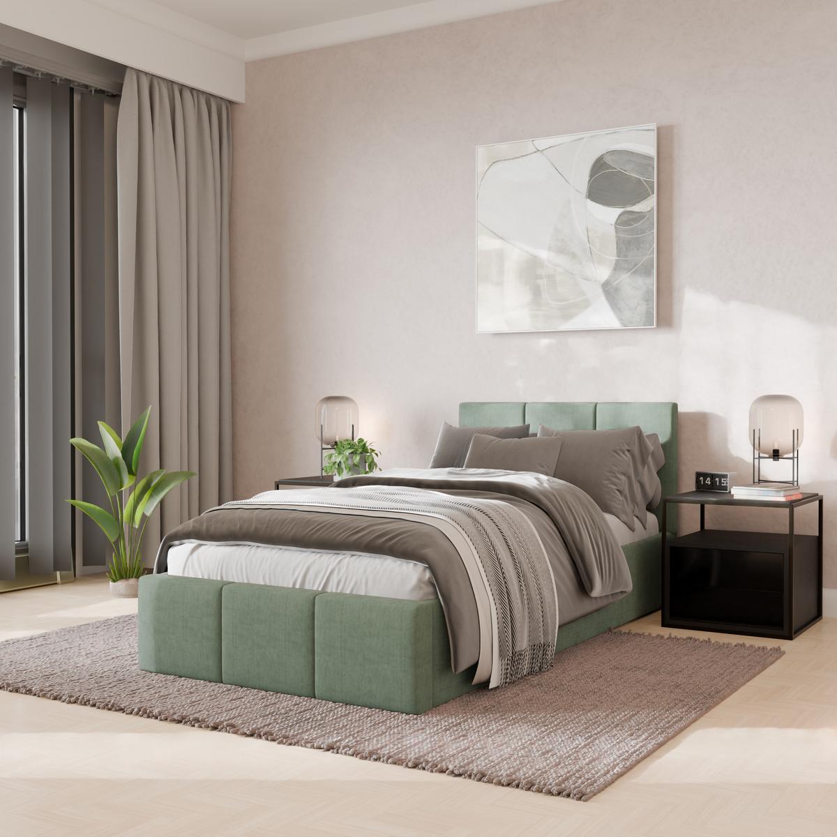 POLSTERBETT für Schlafzimmer Bett mit Stauraum Mint 90x200 - Grün, Holzwerkstoff/Metall (90/200cm) - Muralo