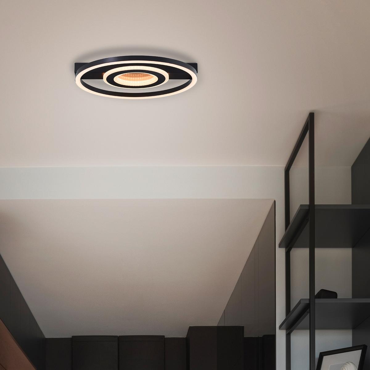 LED DECKENLEUCHTE Queens Schwarz 37/37/5 cm - Schwarz, Metall (37/37/5cm) - Brilliant