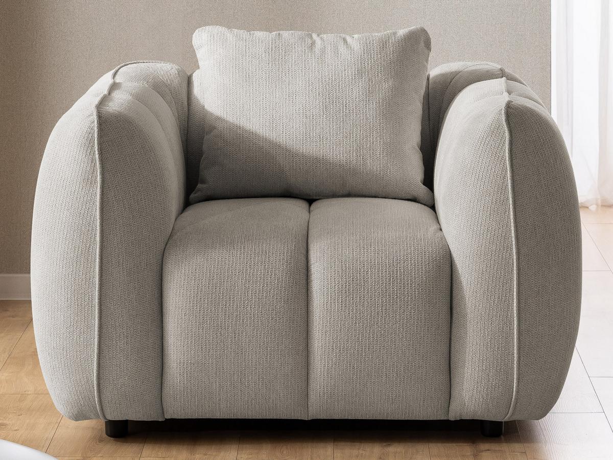 SESSEL Nubira in tief gesteppter Bubble-Optik aus weichem Taupe Strukturstoff im modernen Design - Taupe/Schwarz, Holz/Kunststoff (115/69/89cm) - S-Style Möbel