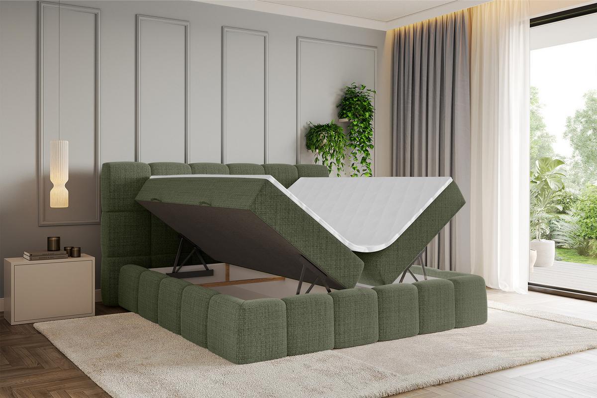 BOXBETT - AURI-H3 - 180x200 Grün Aragon - Grün, Holzwerkstoff (180/200cm) - ALTDECOR