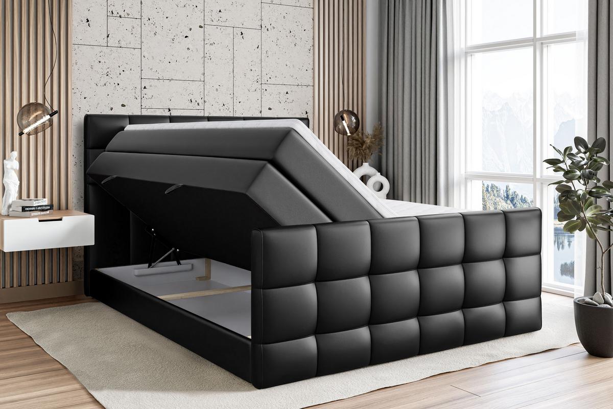 BOXSPRINGBETT APO-Z KING - 140 x 200 - H3/H4 - Schwarz Hochglanz - Schwarz, Holzwerkstoff (140/200cm) - ALTDECOR