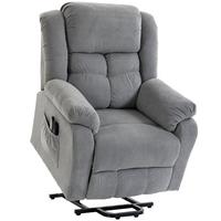 FERNSEHSESSEL-MIT-AUFSTEHHILFE Polyester Stahl Hellgrau - Hellgrau/Schwarz, Textil/Metall (92/104/102cm) - HOMCOM