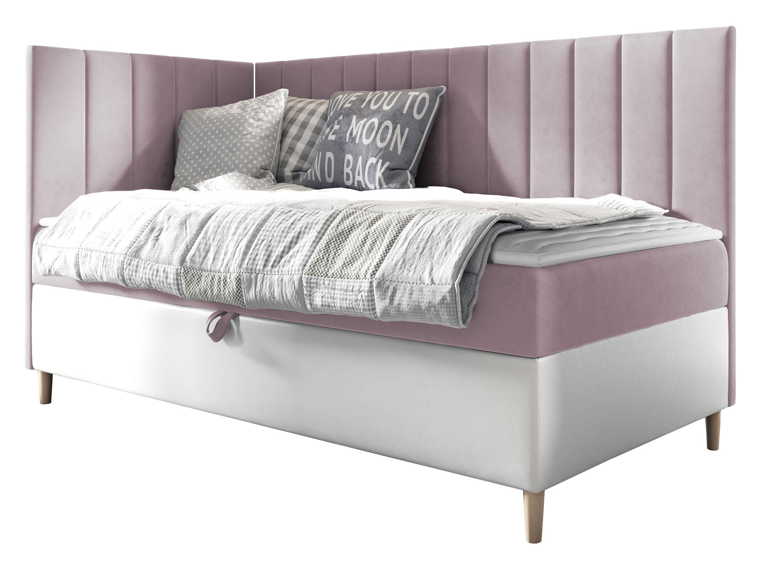 BOXBETT Maja Junior 3, Seite zum Öffnen des Bettkastens: Links - H3 - Weiß/Rosa, Holz (90/200cm) - MIRJAN24